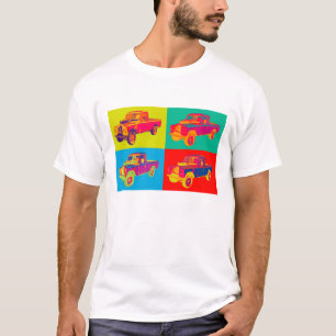 Colorful 1971 Land Rover Pickup Truck Pop Art T-shirt