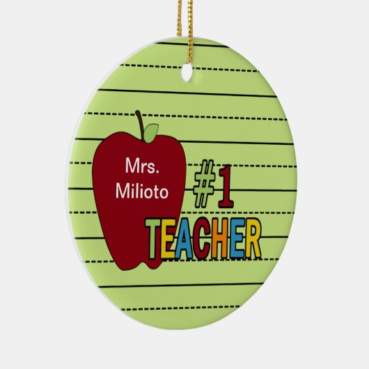 Colorful #1 kerstversiering leraar keramisch ornament (Rechts)