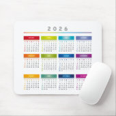 Colorful 2026 Calendar - Rainbow Colors 3 Columns Muismat (Met muis)
