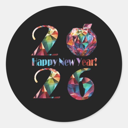Colorful 2026-Happy New Years- Ronde Sticker (Voorkant)
