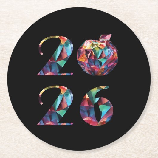 Colorful 2026 ronde kartonnen onderzetter (Voorkant)