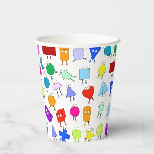 Colorful 2D & 3D Geometric Shaptern Papieren Bekers (Achterkant)