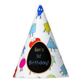 Colorful 2D & 3D Geometric Shaptern Patroon for Ki Feesthoedjes