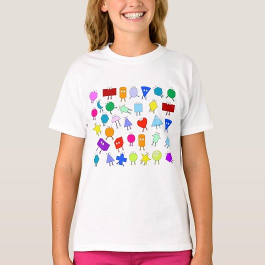 Colorful 2D & 3D Geometric Shaptern T-shirt (Voorkant)