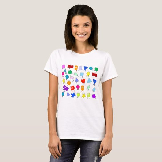 Colorful 2D & 3D Geometric Shaptern T-shirt (Voorkant volledig)