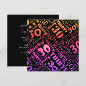 Colorful 30th Birthday Party Invitation Kaart (Voorkant / Achterkant)