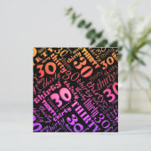 Colorful 30th Birthday Party Invitation Kaart (Staand voorkant)