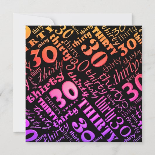 Colorful 30th Birthday Party Invitation Kaart (Voorkant)