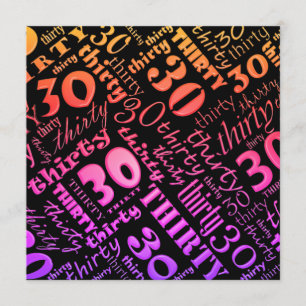 Colorful 30th Birthday Party Invitation Kaart