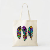 Colorful 3 Feathers Illustration Tote Bag (Voorkant)