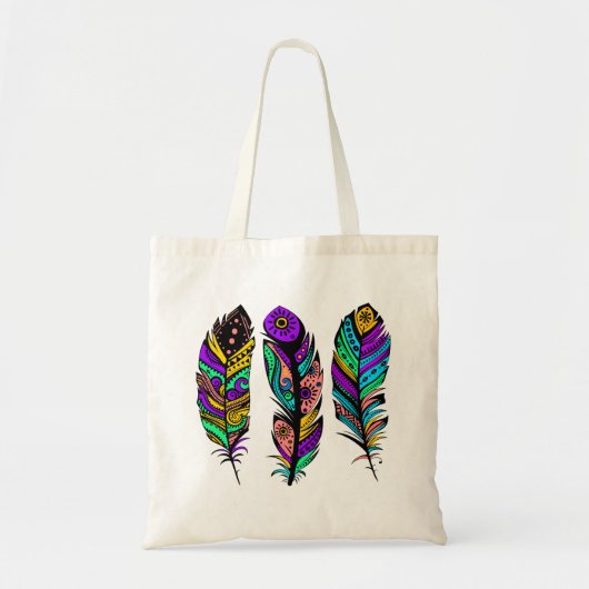 Colorful 3 Feathers Illustration Tote Bag (Voorkant)