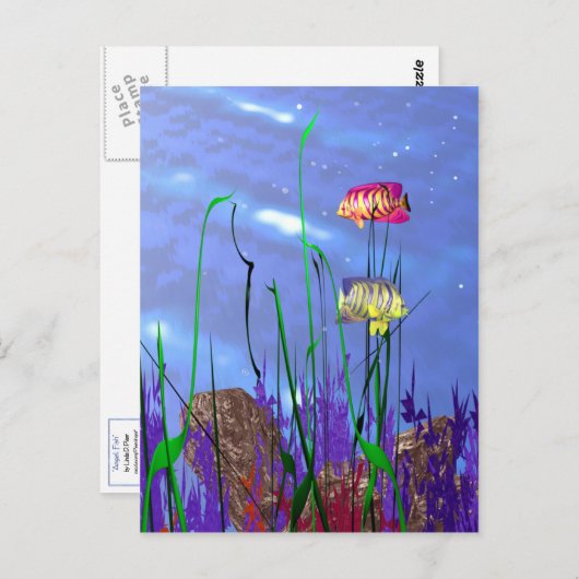 Colorful 3d Angelfish Briefkaart (Voorkant / Achterkant)