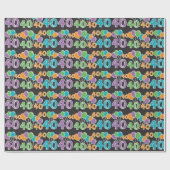 Colorful 40th Birthday Wrapping Paper Cadeaupapier (Vlak)