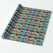 Colorful 40th Birthday Wrapping Paper Cadeaupapier (Uitgerold)