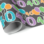 Colorful 40th Birthday Wrapping Paper Cadeaupapier (Rol Hoek)