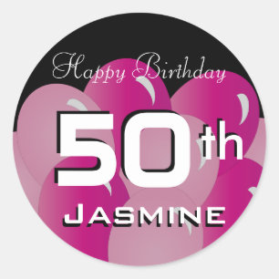 Colorful 50th Birthday Balloons Aanpassen Ronde Sticker