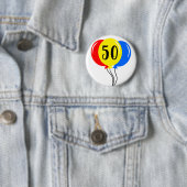 Colorful 50th Birthday Balloons Ronde Button 5,7 Cm (In situ)