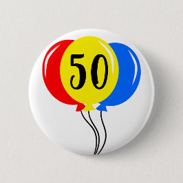 Colorful 50th Birthday Balloons Ronde Button 5,7 Cm