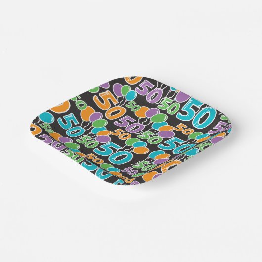 Colorful 50th Birthday Paper Bord (Gebogen)
