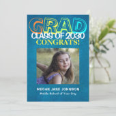 Colorful 5 foto's afstuderen middelbare school aankondiging (Staand voorkant)