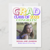 Colorful 5 foto's afstuderen middelbare school aankondiging (Voorkant)