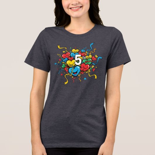 Colorful 5th Year Anniversary  Tri-Blend Shirt (Voorkant)