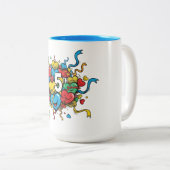 Colorful 5th Year Anniversary Tweekleurige Koffiemok (Voorkant rechts)