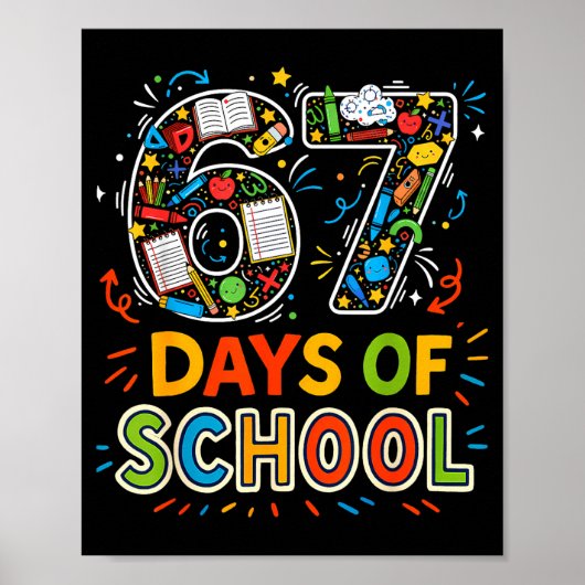 Colorful 67 Days Of School Clroom Learning Celebra Poster (Voorkant)