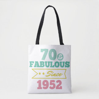 colorful 70 and fabulous since 1952 tote bag