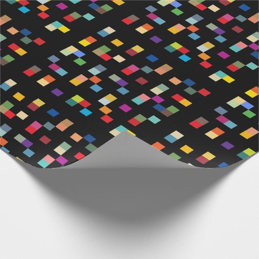 Colorful 70s Retro Pixel Pattern Cadeaupapier (Hoek)