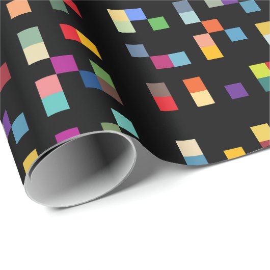 Colorful 70s Retro Pixel Pattern Cadeaupapier (Rol Hoek)