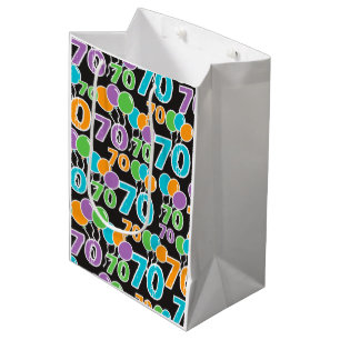 Colorful 70th Birthday Gift Bag Medium Cadeauzakje