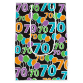 Colorful 70th Birthday Gift Bag Medium Cadeauzakje (Achterkant)
