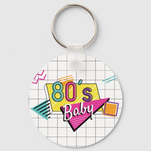 Colorful 80's Baby Sleutelhanger (Voorkant)