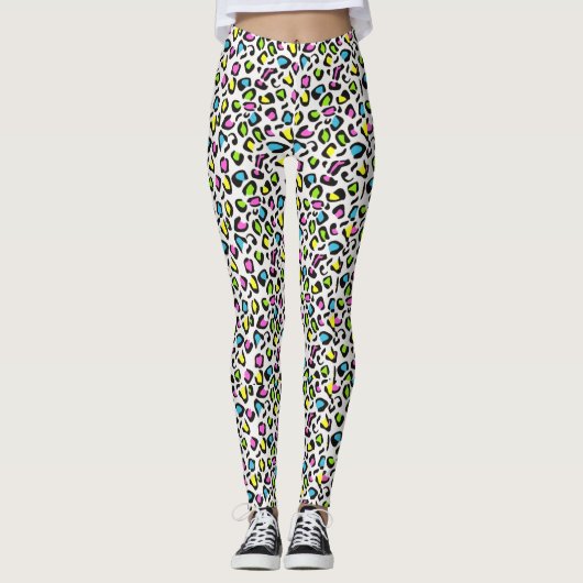 Colorful 80s Cheetah Print Leggings (Voorkant)
