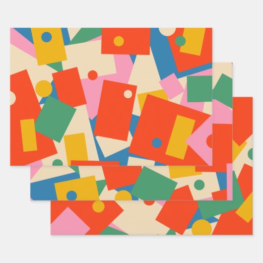 Colorful 80s Geometric Abstract Pattern Inpakpapier Vel (Set)