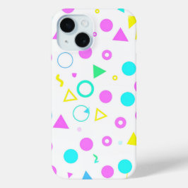 Colorful 80s Memphis Geometric Shapes iPhone 15 Case