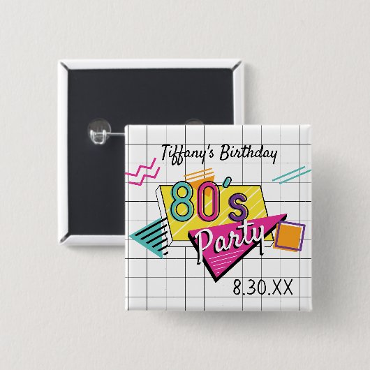 Colorful 80's Party Button (Voorkant /achterkant)