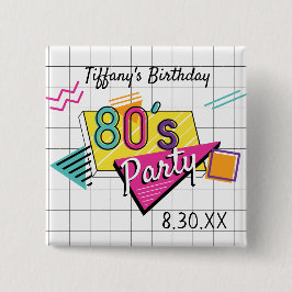 Colorful 80's Party Button