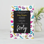 Colorful 80's Retro Geometric Birthday Kaart (Staand voorkant)