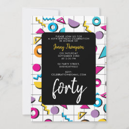 Colorful 80's Retro Geometric Birthday Kaart