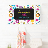 Colorful 80's Retro Geometric Birthday Spandoek (Insitu)