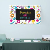 Colorful 80's Retro Geometric Birthday Spandoek (Beurs)