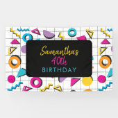 Colorful 80's Retro Geometric Birthday Spandoek (Horizontaal)