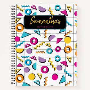 Colorful 80's Retro Geometric Sketchbook Notitieboek