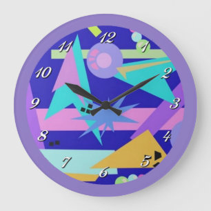 Colorful 80's Retro Pattern Wall Clock Grote Klok
