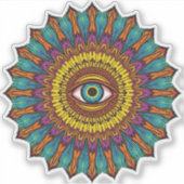 Colorful 90s Mandala Art -Trippy Third Eye Graphic Sticker (Voorkant)