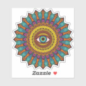 Colorful 90s Mandala Art -Trippy Third Eye Graphic Sticker (Vel)