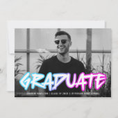 Colorful 90s Retro Typografie Foto Afstuderen Aankondiging (Voorkant)