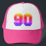Colorful 90th Birthday Party Trucker Pet<br><div class="desc">90th Birthday Party Hat with colorful number 90</div>